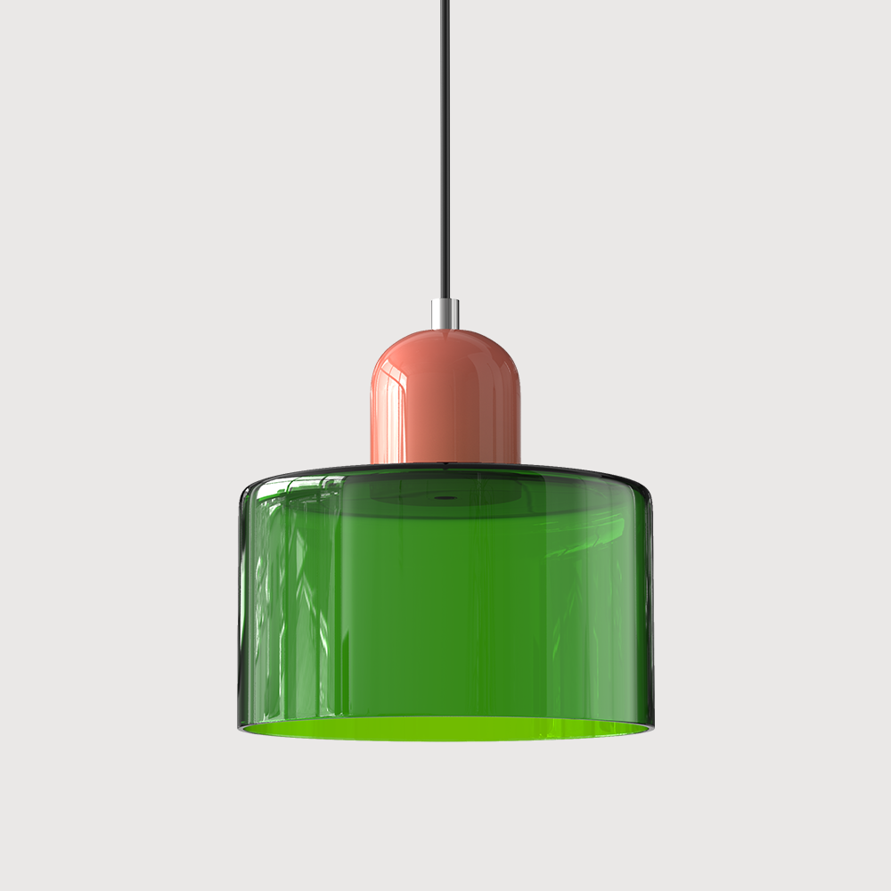 Suspension rétro en verre bicolore, style années 60