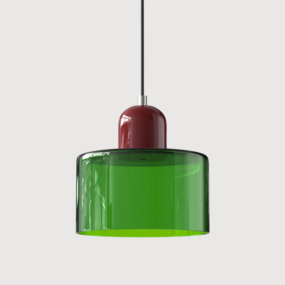 Suspension rétro en verre bicolore, style années 60