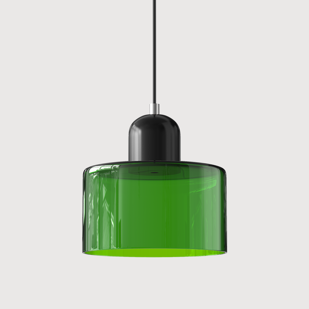 Suspension rétro en verre bicolore, style années 60