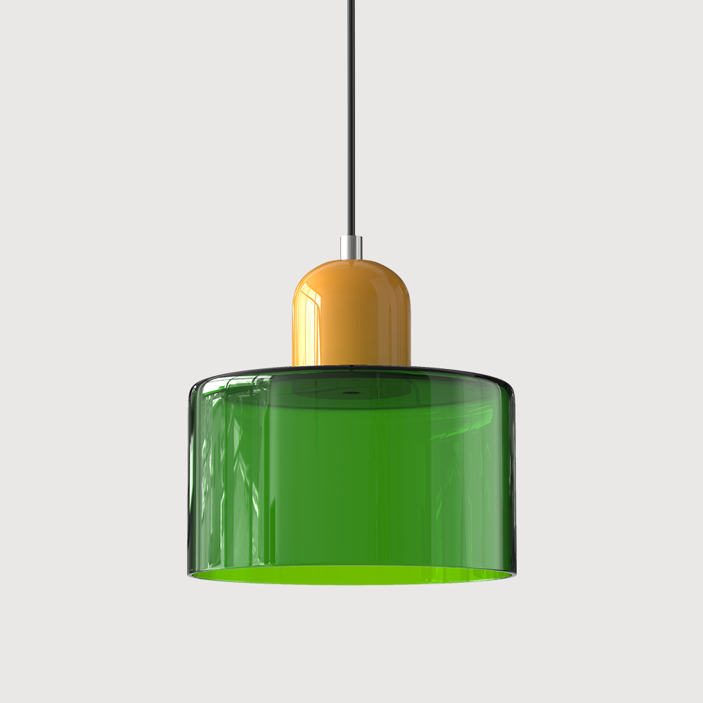 Suspension rétro en verre bicolore, style années 60