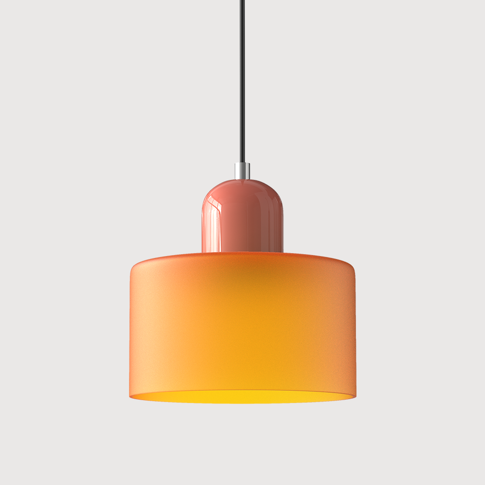 Suspension rétro en verre bicolore, style années 60