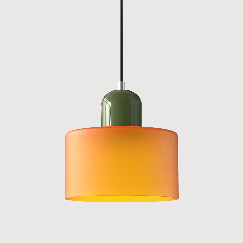 Suspension rétro en verre bicolore, style années 60
