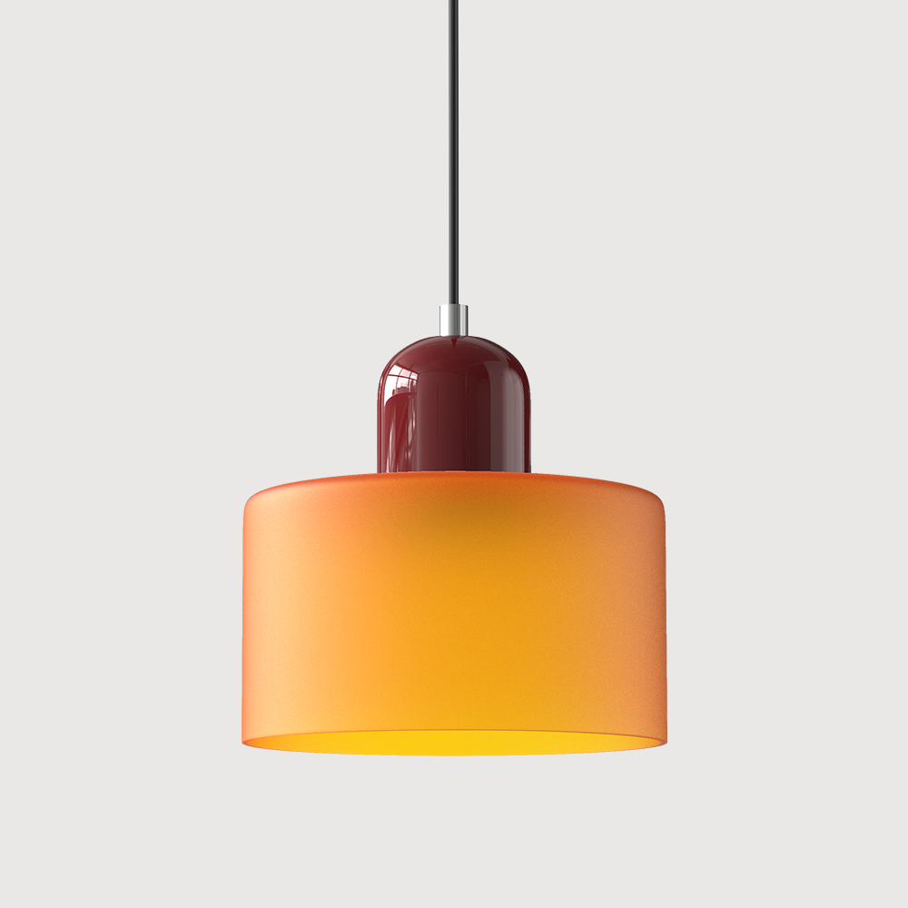 Suspension rétro en verre bicolore, style années 60