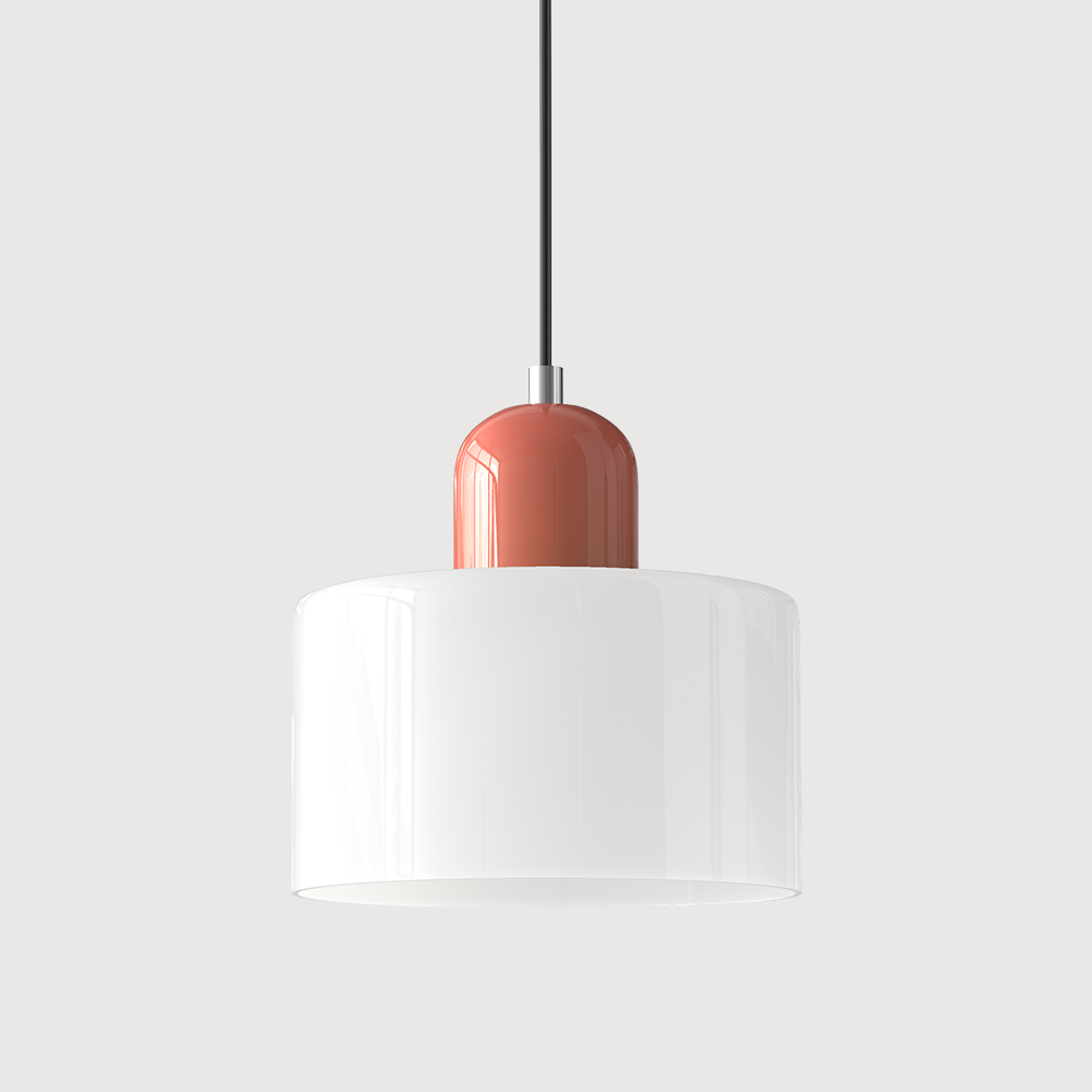 Suspension rétro en verre bicolore, style années 60