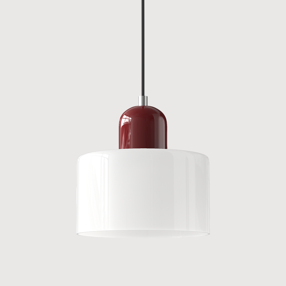 Suspension rétro en verre bicolore, style années 60