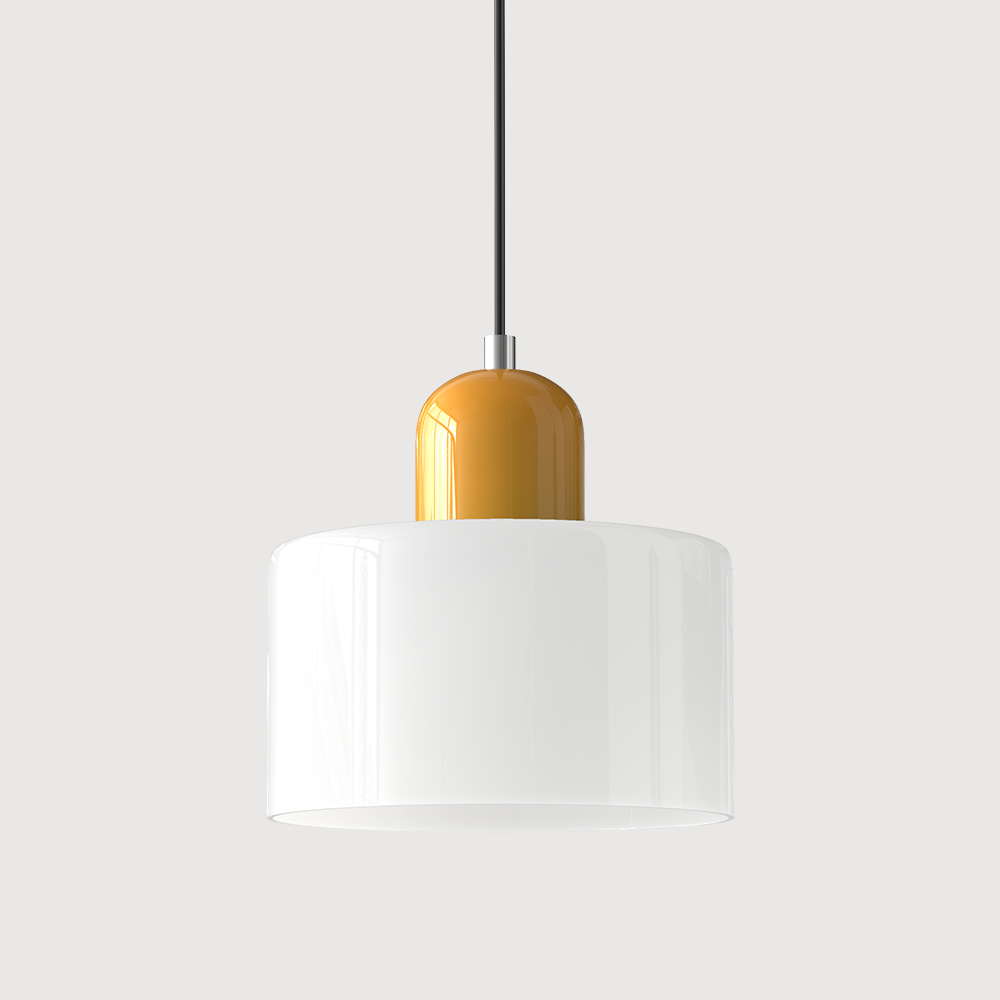 Suspension rétro en verre bicolore, style années 60