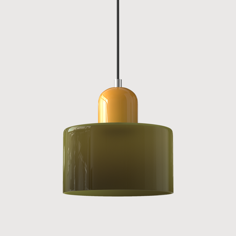 Suspension rétro en verre bicolore, style années 60
