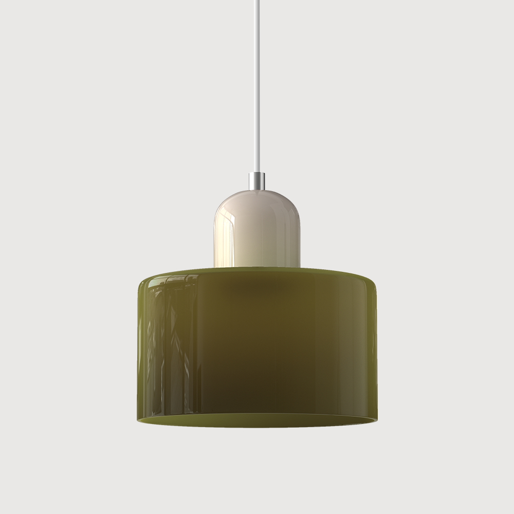 Suspension rétro en verre bicolore, style années 60