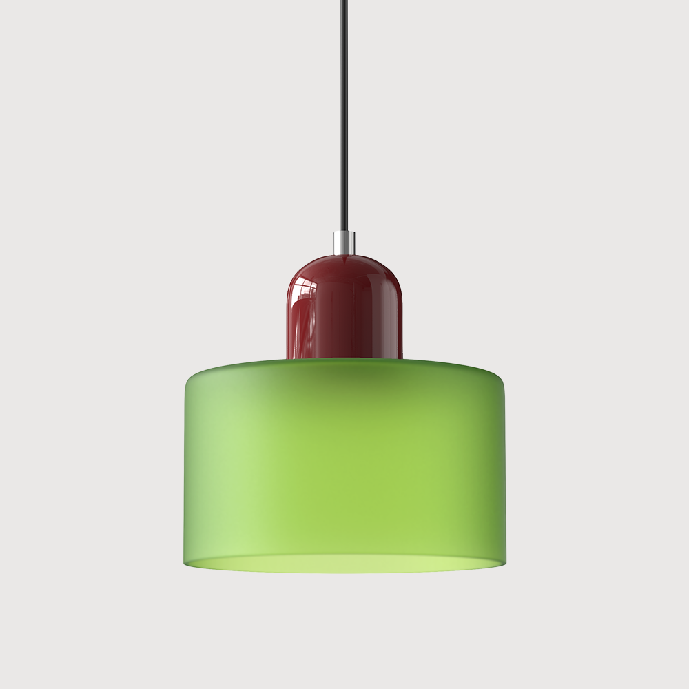 Suspension rétro en verre bicolore, style années 60