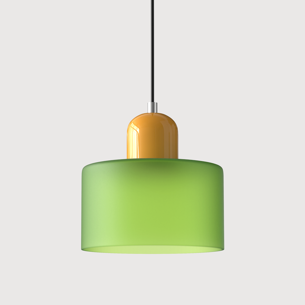 Suspension rétro en verre bicolore, style années 60