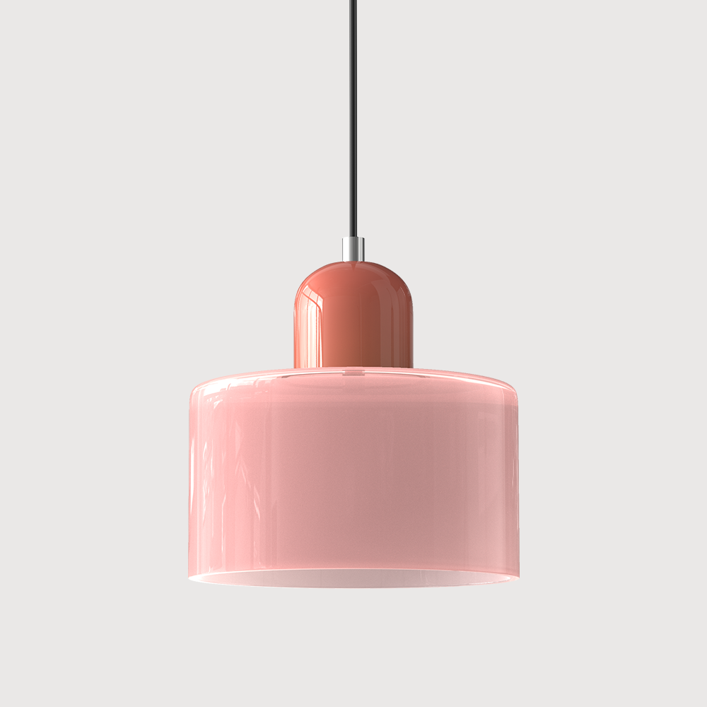 Suspension rétro en verre bicolore, style années 60