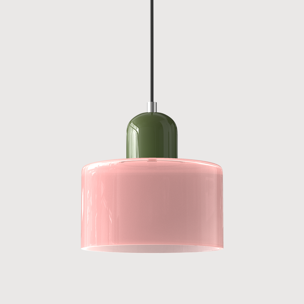 Suspension rétro en verre bicolore, style années 60