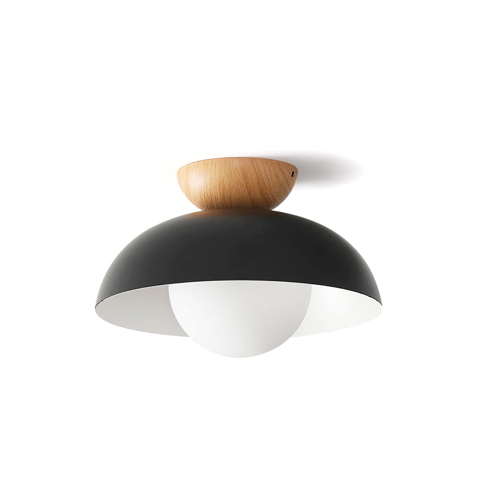 Plafonnier scandinave en métal et verre opale