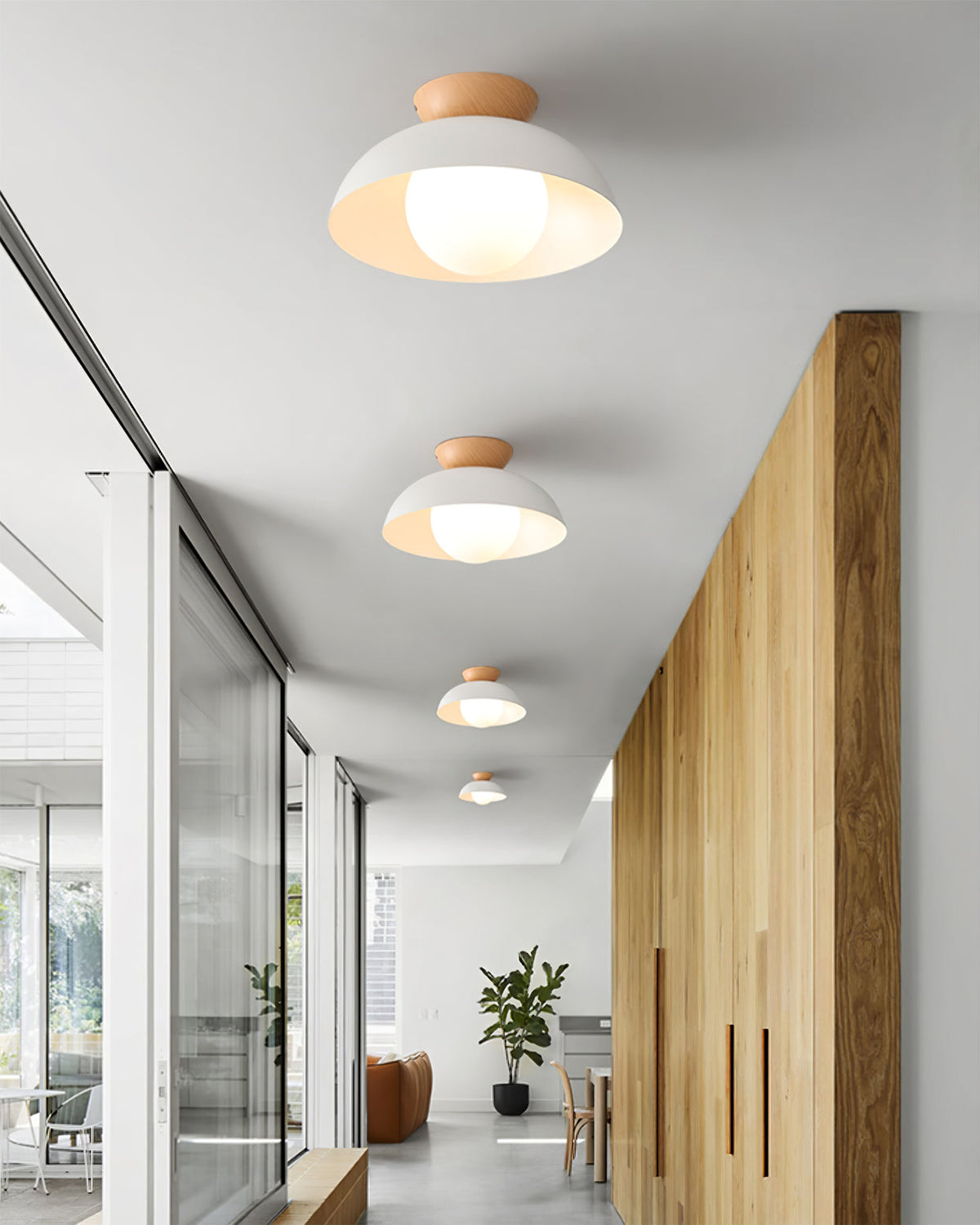 Plafonnier scandinave en métal et verre opale