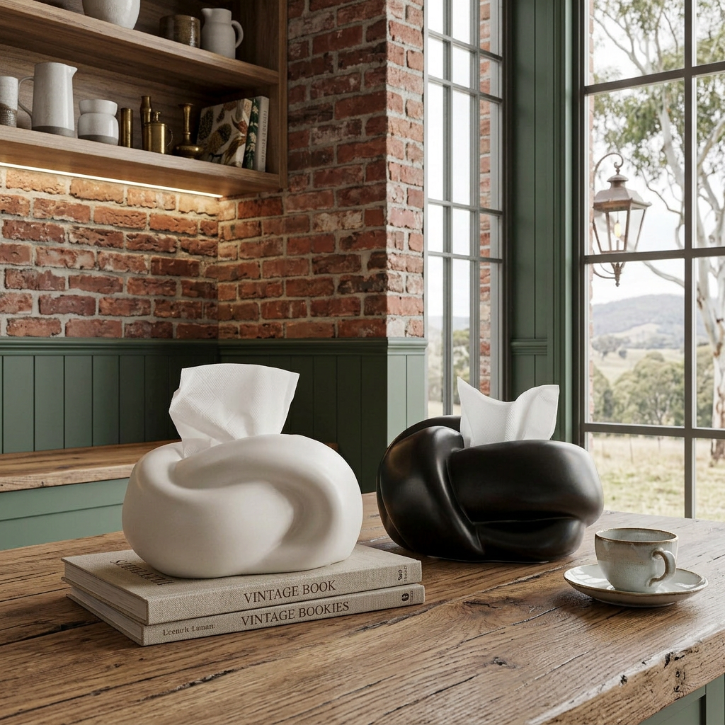 Sculptural Ceramic Twisted Knot Tissue Holder