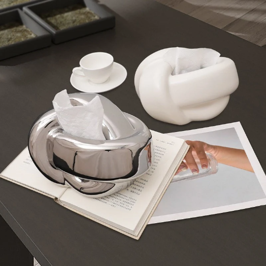 Sculptural Ceramic Twisted Knot Tissue Holder