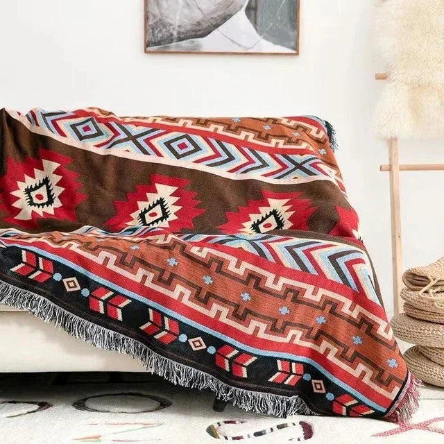 Vibrant Jacquard Throw Blanket Polyester Cotton 130x170cm