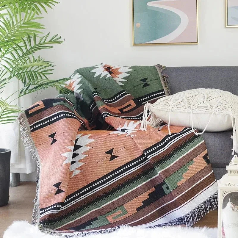 Vibrant Jacquard Throw Blanket Polyester Cotton 130x170cm