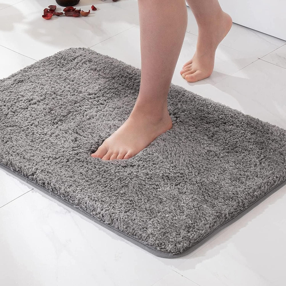 Tapis de bain moelleux en microfibre, dos antidérapant