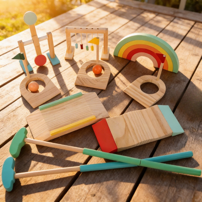 Ensemble de Mini-Golf en Bois Durable | Activité Créative et Éducative pour Développer les Compétences des Enfants 1