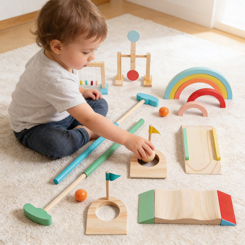 Ensemble de Mini-Golf en Bois Durable | Activité Créative et Éducative pour Développer les Compétences des Enfants 2