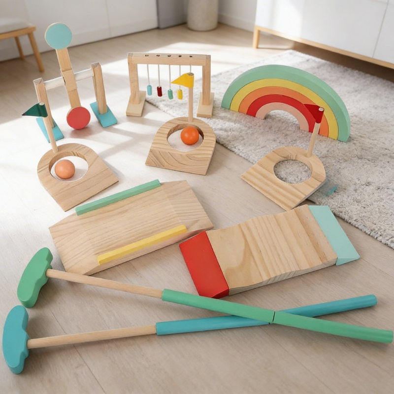 Ensemble de Mini-Golf en Bois Durable | Activité Créative et Éducative pour Développer les Compétences des Enfants 3