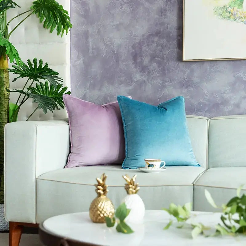 Housse de coussin en velours à bordure flanelle