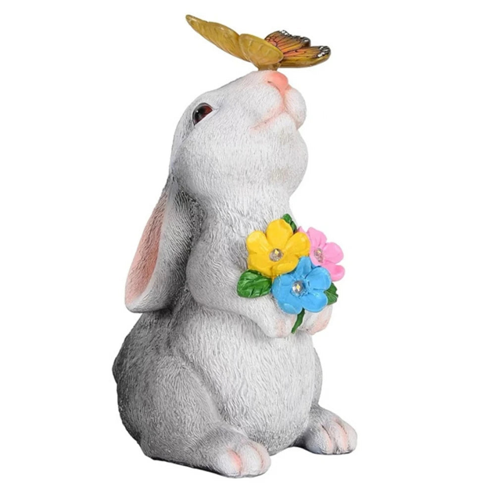 Figurine de Jardin en Résine de Lapin Solaire | Éclairage LED Élégant pour une Ambiance Enchantée 7