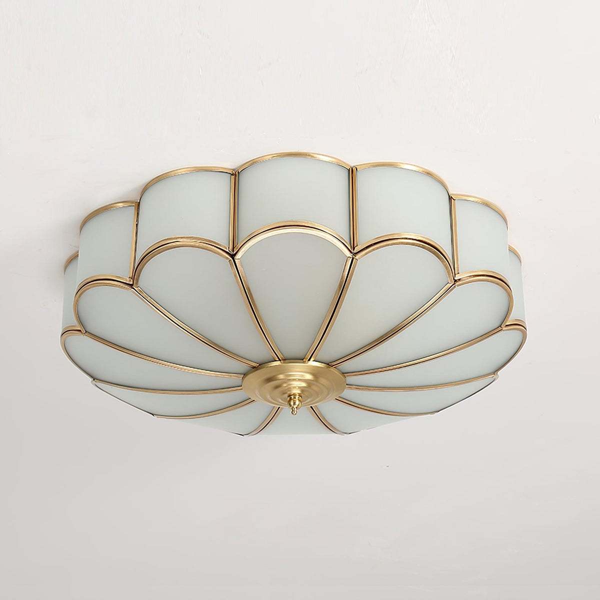 Plafonnier fleur en verre dépoli, 3 à 6 lumières
