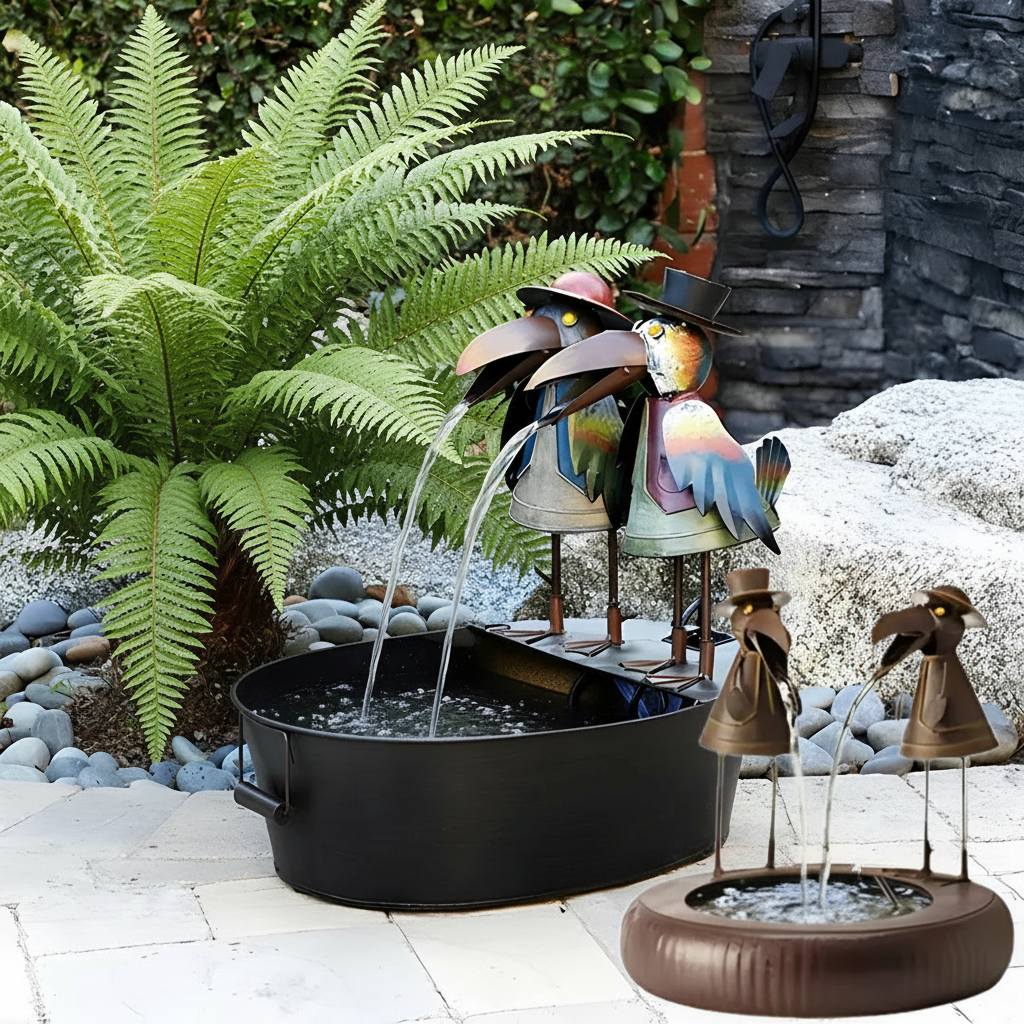 Fontaine à Eau Animale en Polyrésine | Élément Décoratif Unique pour un Jardin Apaisant 1