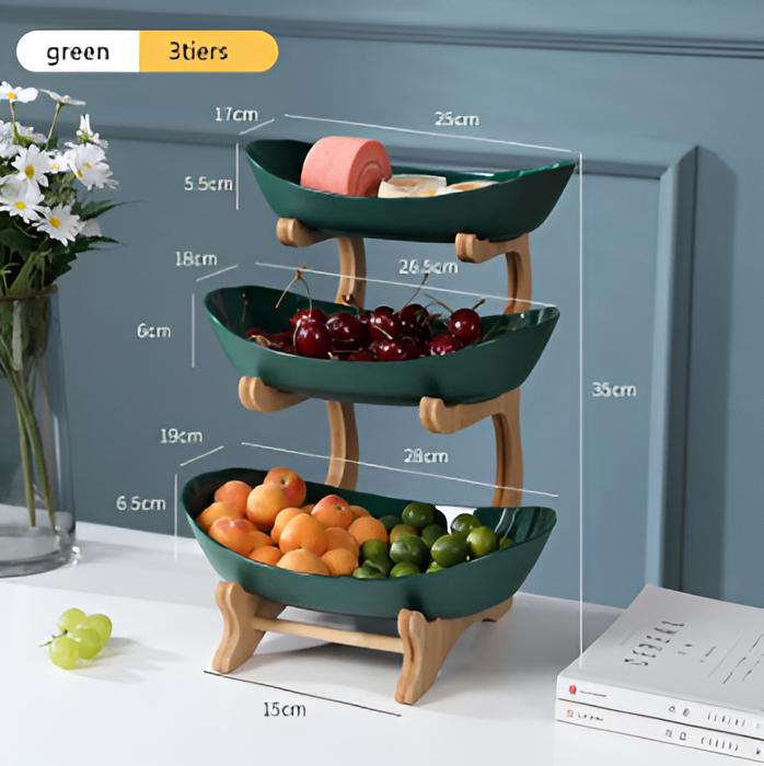 Multi-tiered Wooden Fruit Bowl Stand