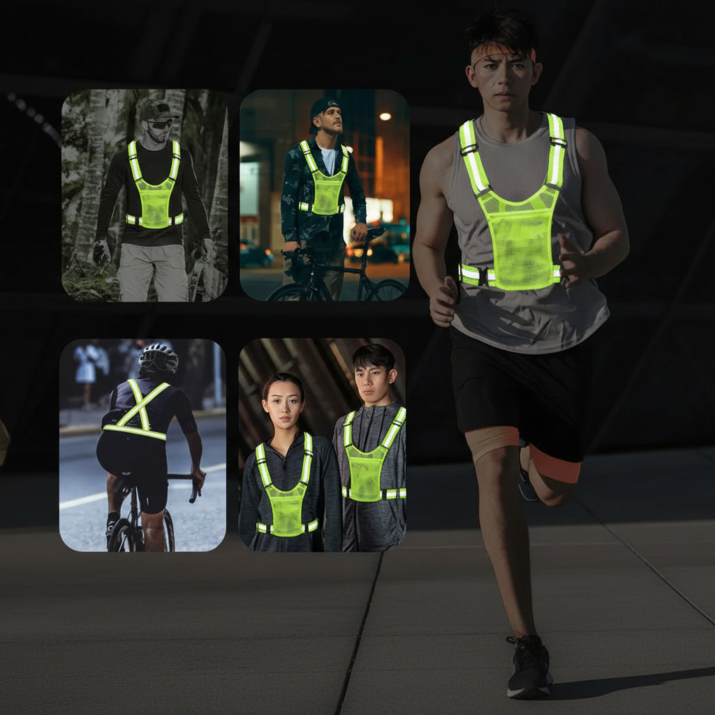 Shiatrax Gilet Réfléchissant Course et Vélo Grande Poche