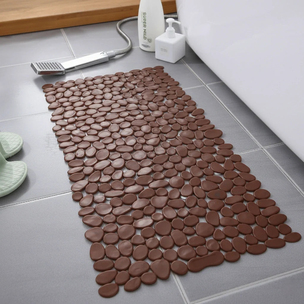 Pebble-Effect PVC Shower Mat, 88 × 40 cm