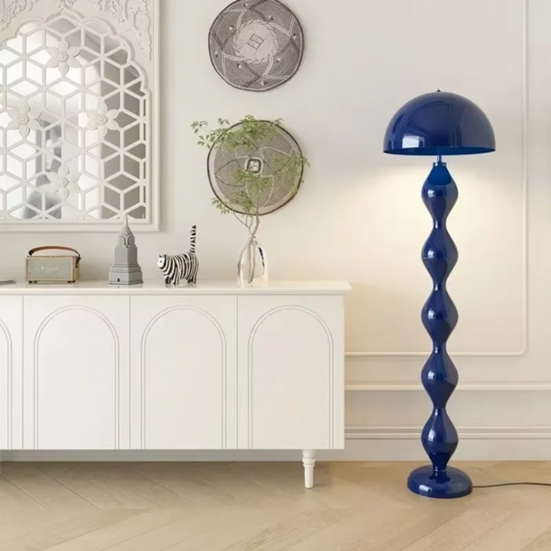 Glossy Black Metal Floor Lamp - Art Deco Inspired Design 1