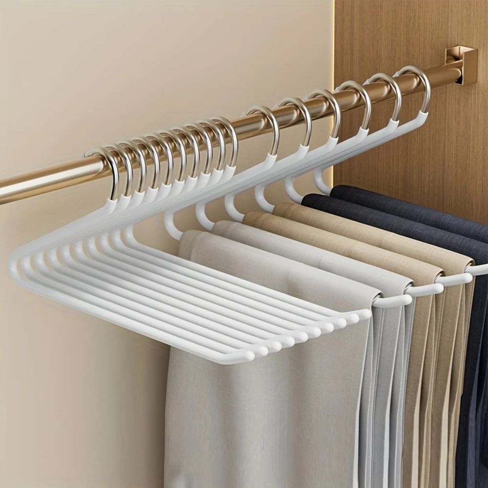 Set of 10 Stainless Steel Z-Shaped Trouser Hangers
