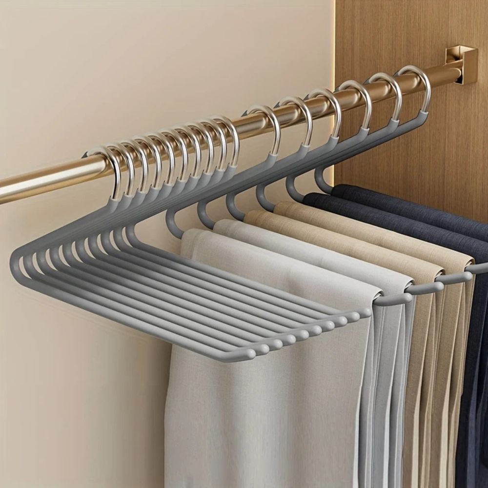 Set of 10 Stainless Steel Z-Shaped Trouser Hangers