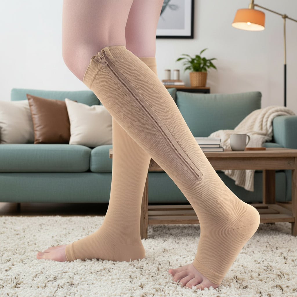 Toefit Bas de Compression avec Fermeture Éclair