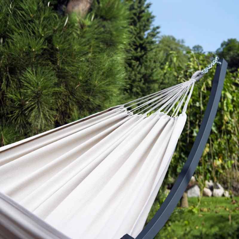 Hamac Double sur Pied en Coton Premium | Élégance et Confort pour Détente à Deux 1