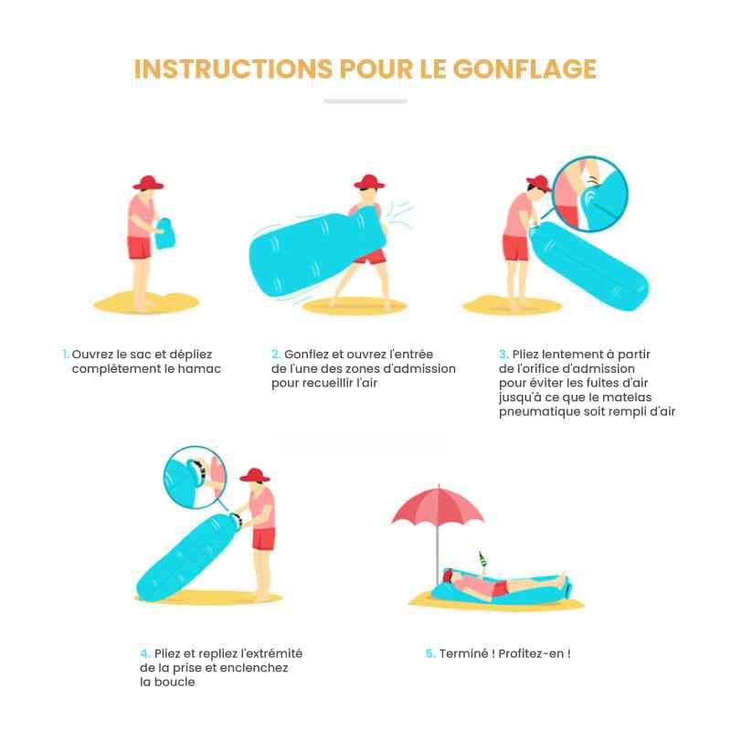 Hamac Gonflable Conny en Polyester 210T | Confort et Élégance pour des Moments de Détente en Plein Air 8