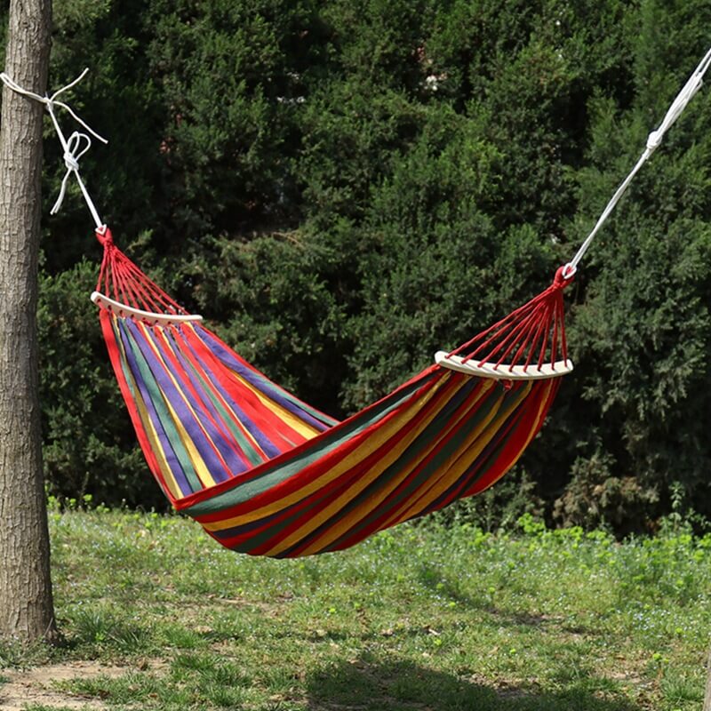 Hamac Suspendu en Coton et Polyester | Confort Luxueux pour Détente en Plein Air à 2 Places 2
