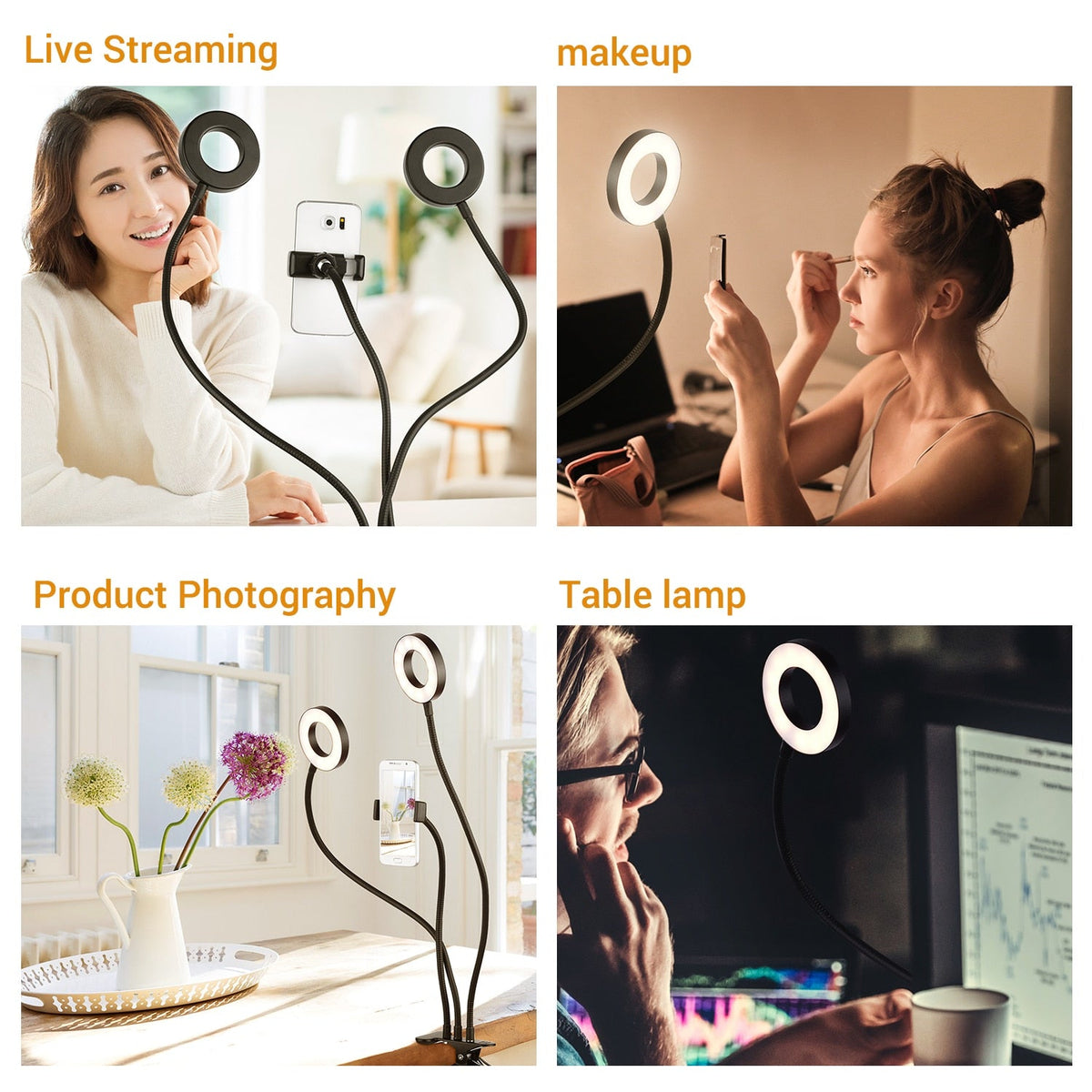 Lampe Annulaire LED à Pince Flexible