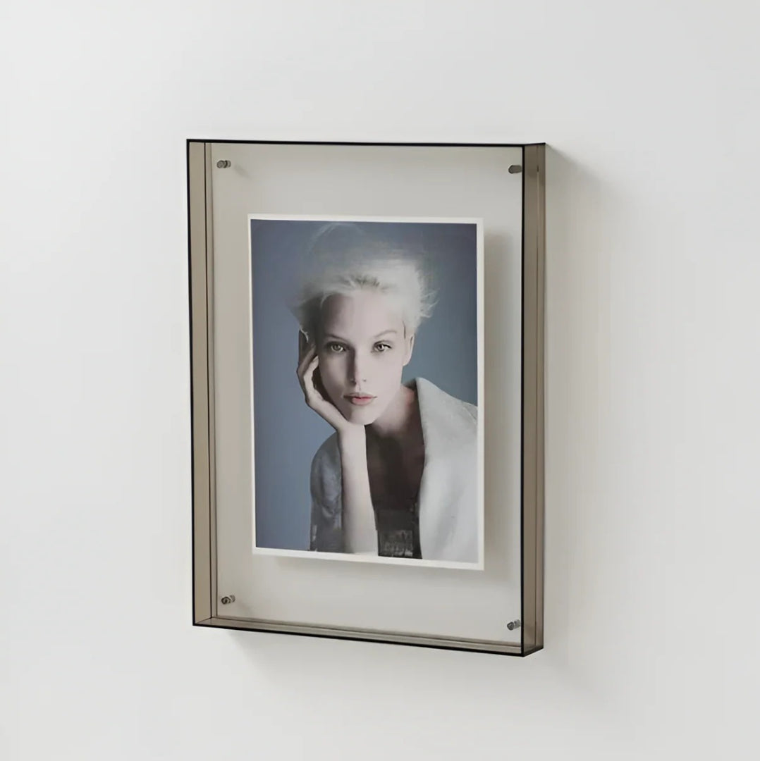 Cadre Photo Acrylique Transparent Minimaliste - Gris