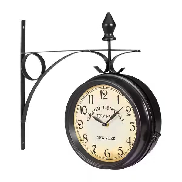 Horloge Murale Vintage Double Face en Métal Noir | Élégance Rétro pour un Intérieur Chic 5