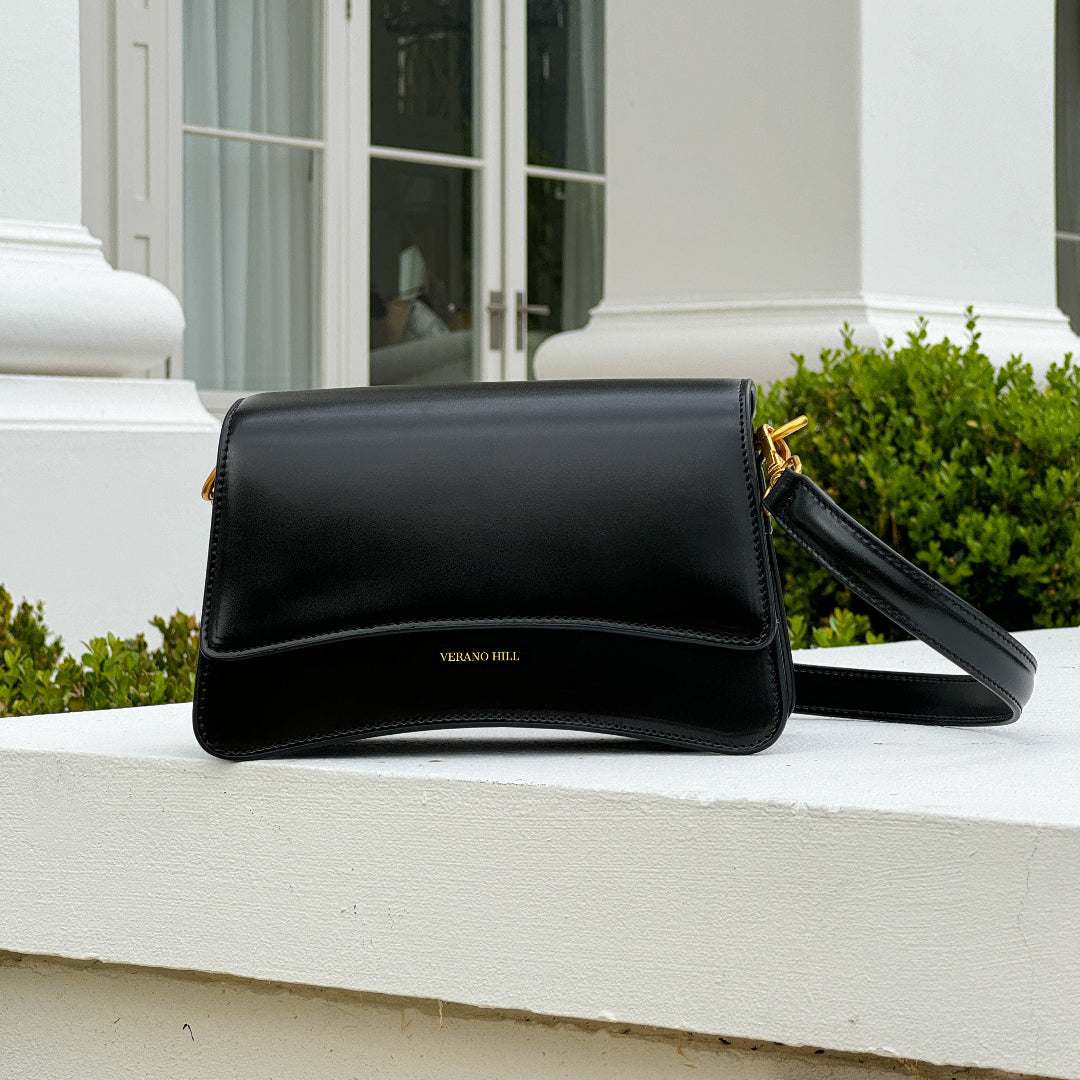 Sac porté épaule en cuir véritable brillant