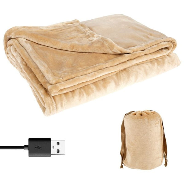 Plaid Chauffant USB Sans Fil en Flanelle Douce