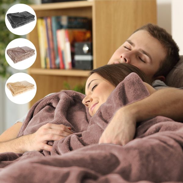 Plaid Chauffant USB Sans Fil en Flanelle Douce
