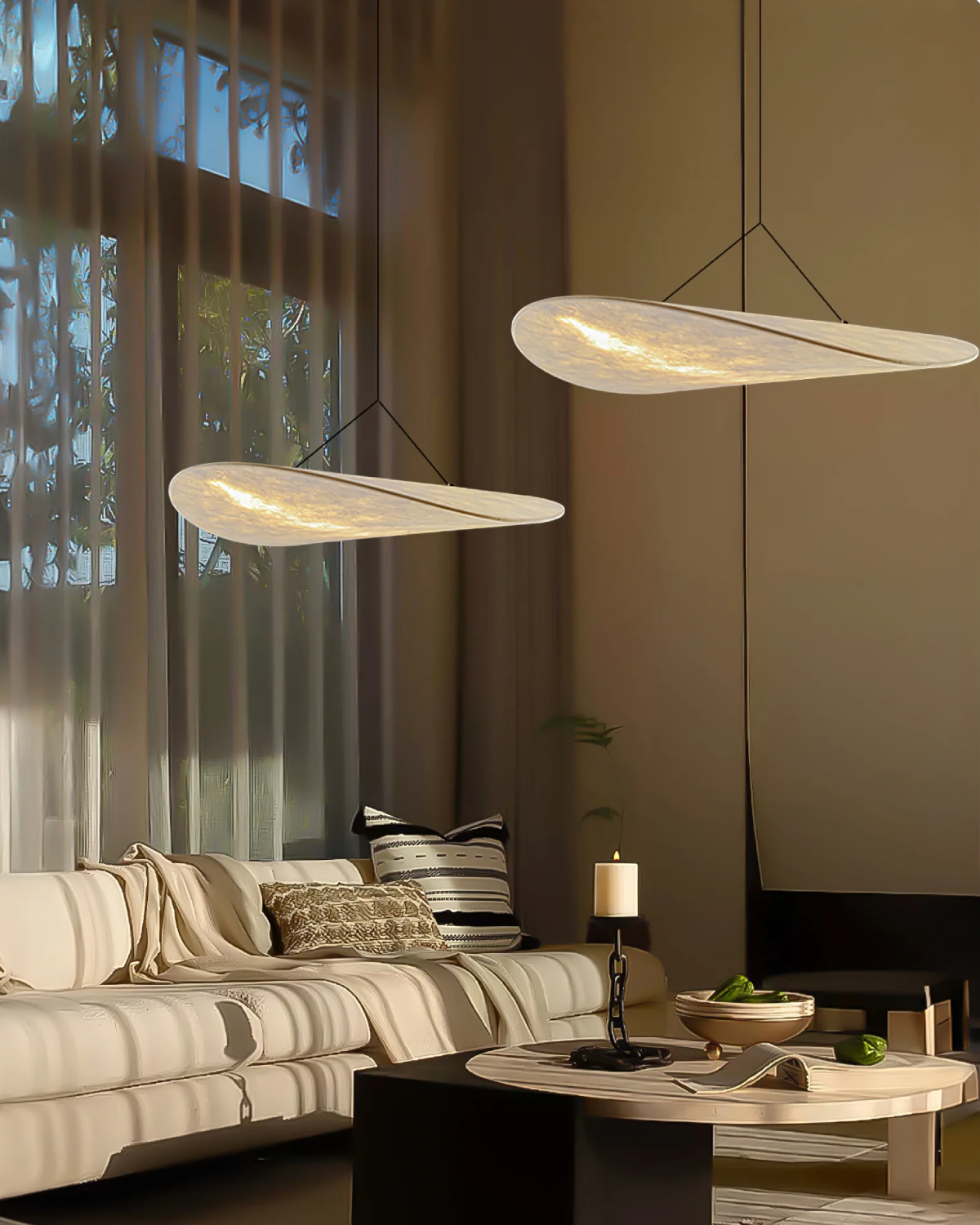 Suspension japandi en ruban de soie artificielle