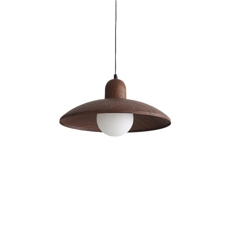 Suspension wabi-sabi en fer finition noyer