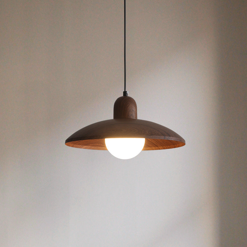 Suspension wabi-sabi en fer finition noyer