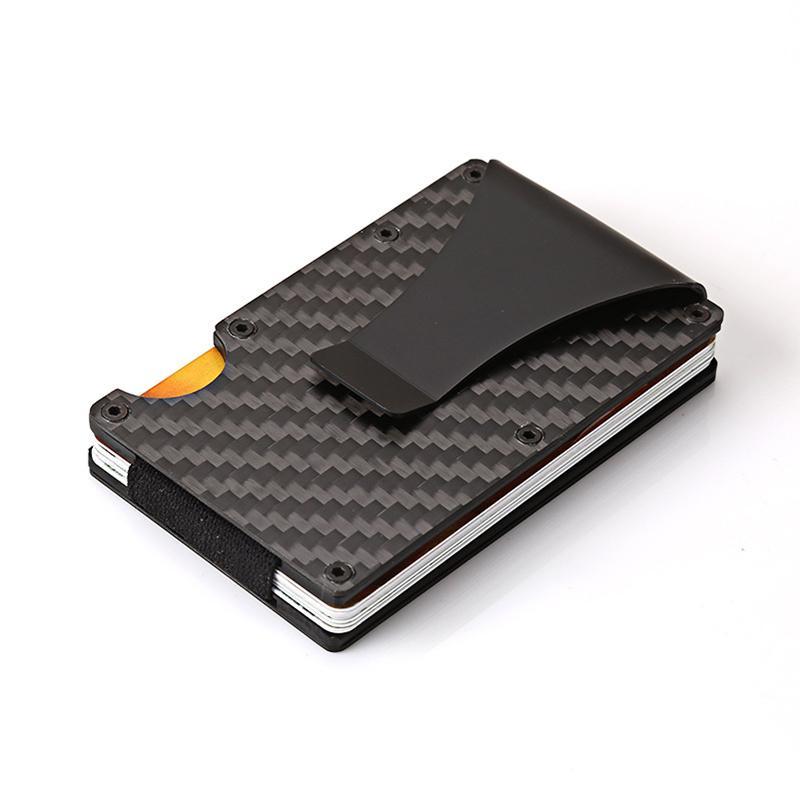 Porte-cartes en fibre de carbone, protection RFID
